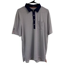 RLX Ralph Lauren Polo Shirt Men Large Blue  Performance Stripe Golf Personalized